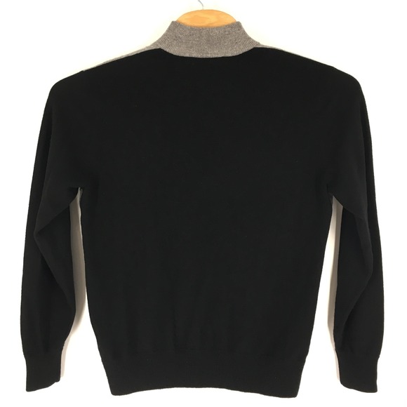Bullock & Jones Mens MediuM Argyle Quarter Zip Sweater 100% Cashmere Gray Black - Picture 3 of 7